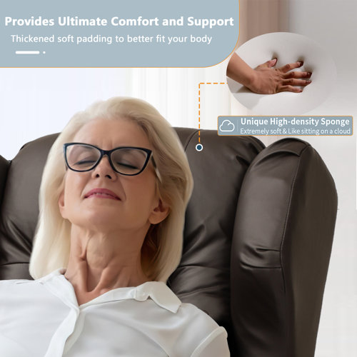 Latitude Run® Leather Power Lift Assist Standard Recliner with Massager